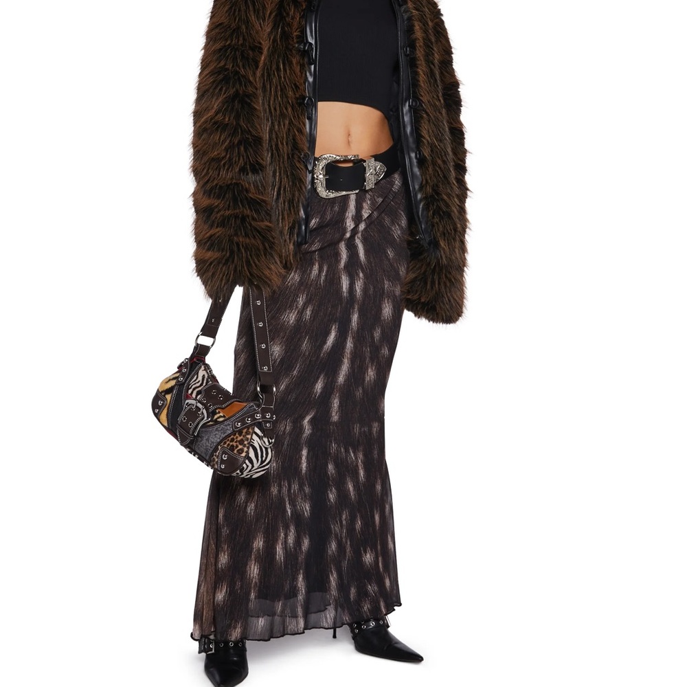 Bambi Deer animal print maxi skirt sz small